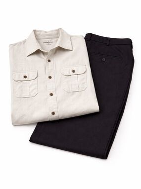 Men’s Outfit Bundle L Shirt + 38x34 Black Dress Pants Casual Work Business Set